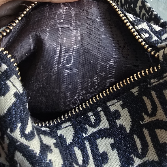 Christian Dior Navy Black Tan Large Book Tote w/wristlet Oblique Embroidery Set - Picture 9 of 16